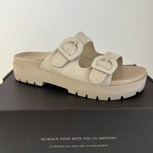 New Vionic Women’s Capitola Leather Slide Platform Sandals Shoes NWT Sz 9.5